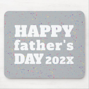Happy Father's Day Paint Splatter Grey White Mouse Pad