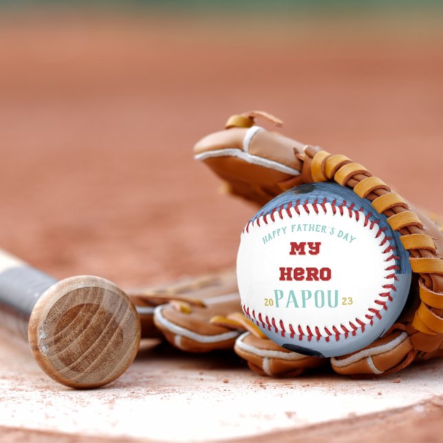 Happy Father's Day Papou My Hero Baseball (A great personalized gift for your Popou on Father's Day!)