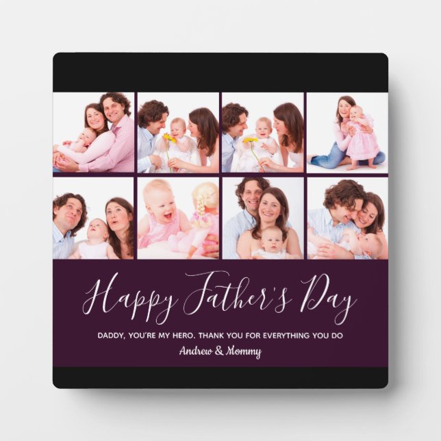 Happy Father's Day , Personalised 8 Photo Collage  Plaque (Front)