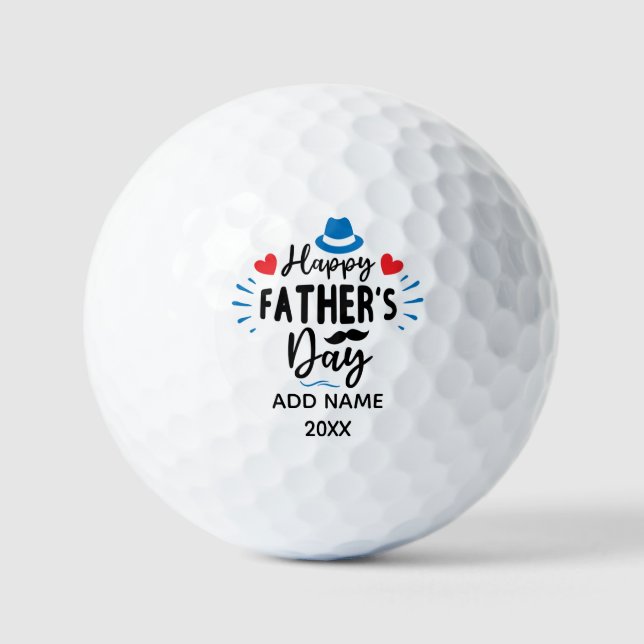 Happy Father's Day Personalised Name and Year Golf Balls (Front)