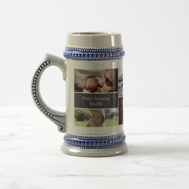 Happy Father's day, Personalised, Photo collage Beer Stein (Left)
