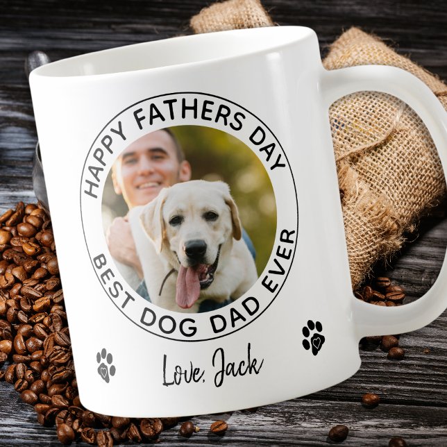 Happy Father's Day Pet Photo Best Dog Dad Ever Coffee Mug (Creator Uploaded)