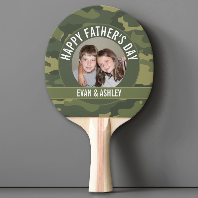 Happy Father's Day - Photo Camouflage Green Ping Pong Paddle (Custom Pink Pong Paddle)