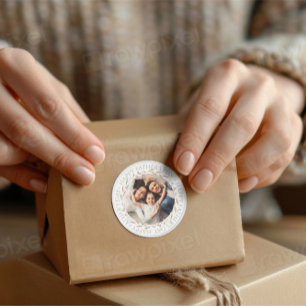 Happy Father's Day Photo Card   Customizable Dad G Classic Round Sticker