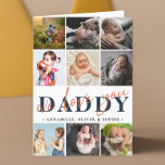 Happy Father's Day Photo Collage  Card<br><div class="desc">Modern,  elegant photo collage card featuring 9 photos,  typography script ''daddy we love you'' and children's names on the front and happy father's day message inside. Perfect gift for fathers day.</div>