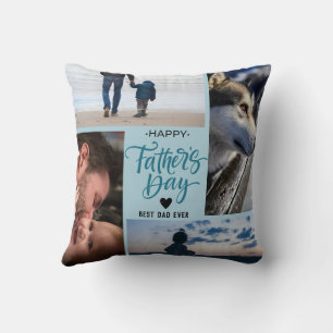 Happy Father's Day Photo Collage Custom Names Cushion