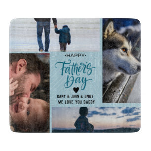 Happy Father's Day Photo Collage Custom Names Cutting Board
