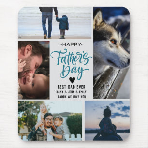 Happy Fathers Day Photo Collage Custom Names Daddy Mouse Pad