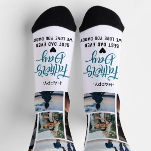 Happy Father's Day Photo Collage Custom Names Socks