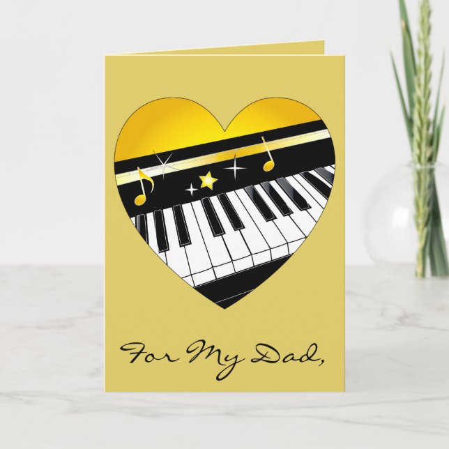Happy Father's Day Piano and Music Card (Front)
