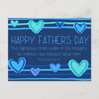 Happy Father's Day Proverb 20:7 Postcard