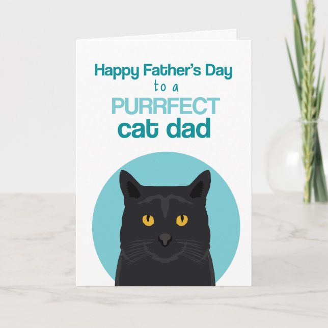 Happy Father's Day Purrfect Black Cat Card (Front)