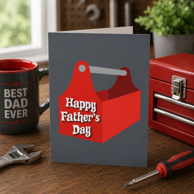 Happy Father's Day Red and Grey Tool Box Card (Creator Uploaded)