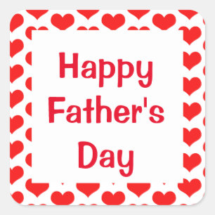 Happy Fathers Day Red Heart Patterns Colorful Square Sticker