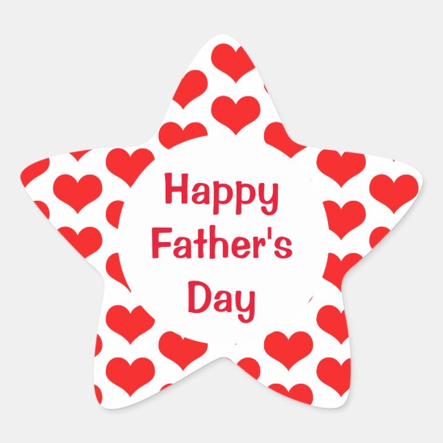 Happy Fathers Day Red Heart Patterns Colourful Star Sticker (Front)