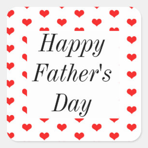 Happy Fathers Day Red Heart Patterns Custom Cute Square Sticker