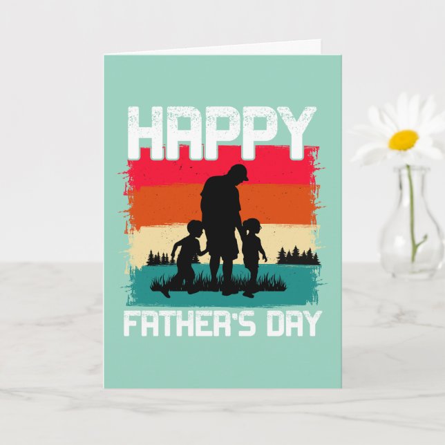 Happy Father's Day – Retro Silhouette Celebration Card (Small Plant)