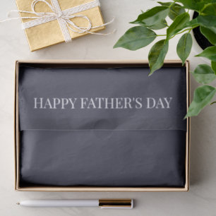 Happy Father's Day - Rich Deep Charcoal Navy White Tissue Paper