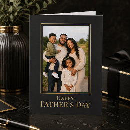 Happy Father's Day Rustic Grey Wood Photo Card