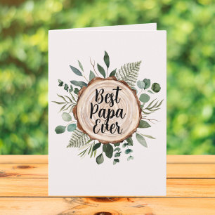 Happy Fathers Day Rustic Wood and Foliage Card