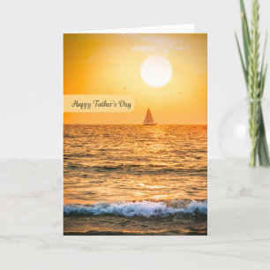 Happy Fathers Day Sailboat Sunset Photograph Holiday Card