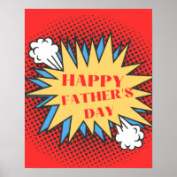 Happy Father's Day Sign, Superhero Theme Poster