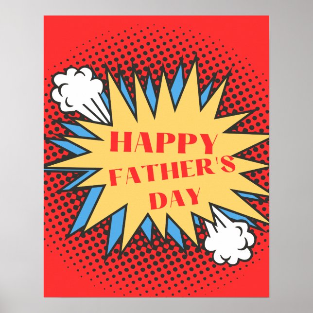 Happy Father's Day Sign, Superhero Theme Poster (Front)