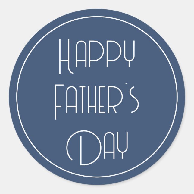 Happy Father's Day Simple Blue Classic Round Sticker (Front)