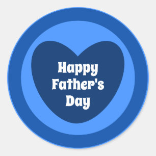Happy Father's Day Simple Cute Navy Blue Heart Classic Round Sticker