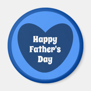 Happy Father's Day Simple Cute Navy Blue Heart Magnet
