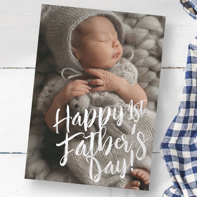 Happy Father's Day Simple Modern Custom Photo Holiday Card (Creator Uploaded)