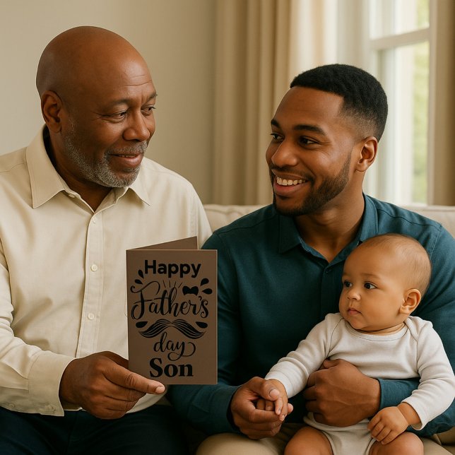 Happy Father's Day Son Brown and Black Card (Creator Uploaded)