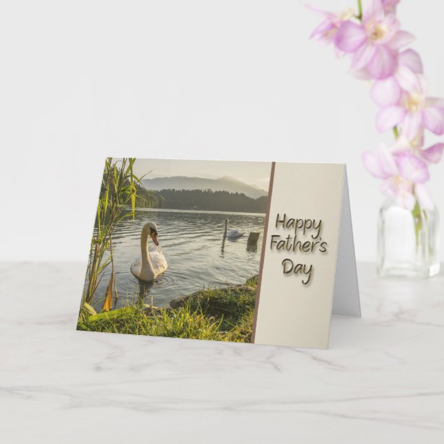 Happy Father's Day Swans Card (Orchid)