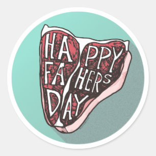 Happy Father's Day T-Bone Steak Classic Round Sticker