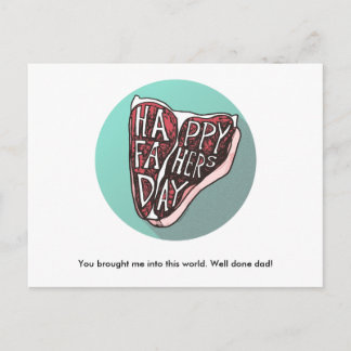 Happy Father's Day T-Bone Steak Post Card
