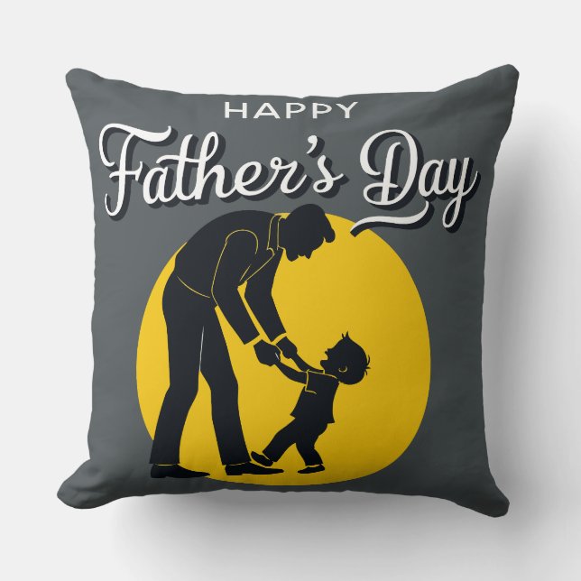 Happy Father's Day Teaching Son to Walk Cushion (Front)