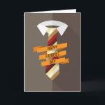 Happy Father's Day Tie Card<br><div class="desc">This greeting card features a striped tie on a white collar, with the text, "Happy Father's Day on a gold coloured banner.</div>