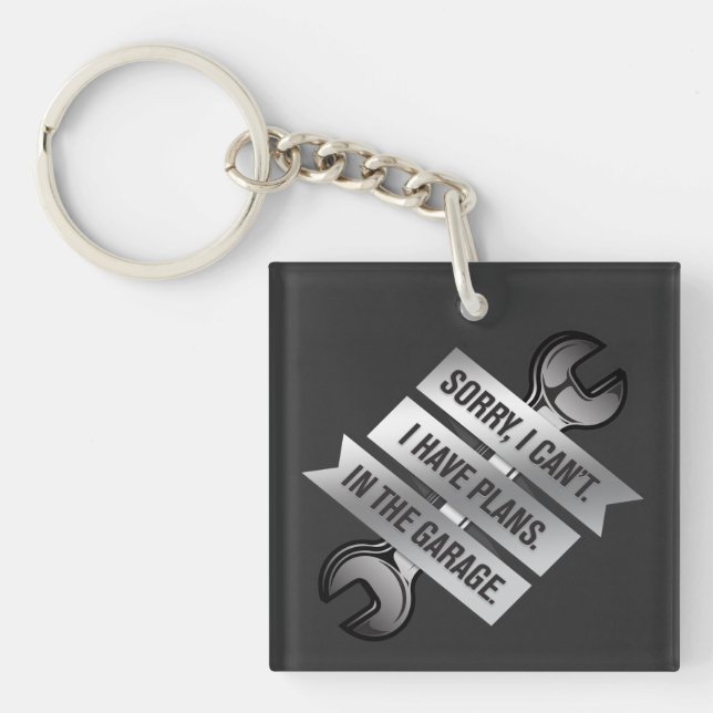 Happy Father's Day to Dad Who Works in the Garage Key Ring (Front)