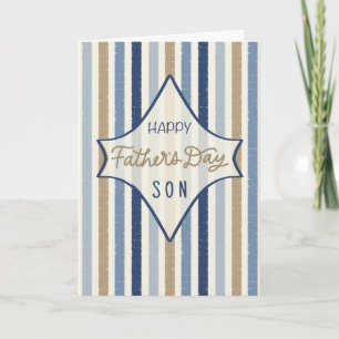 Happy Father's Day to Son Distressed Blue Stripes Card