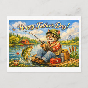 Happy Fathers Day to Your Favourite Fishing Cat Da Postcard