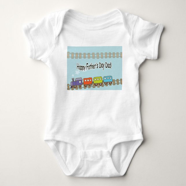 Happy Fathers Day Train Baby Bodysuit (Front)