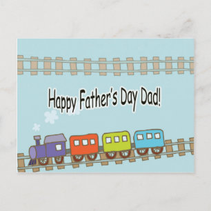 Happy Fathers Day Train Postcard