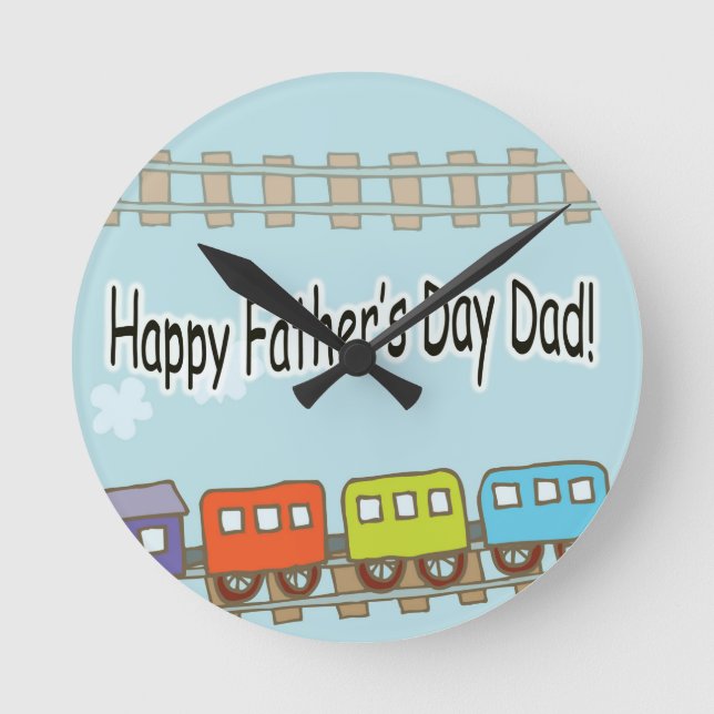Happy Fathers Day Train Round Clock (Front)