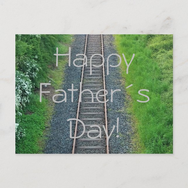 Happy Father's Day! Train Track Railway in Nature Postcard (Front)