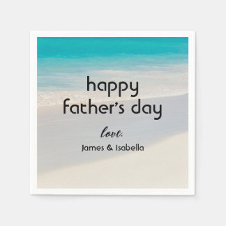 "Happy Father's Day" Typography Beach Paper Napkin