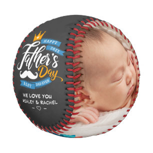 Happy Father's Day Typography Dark Grey Baseball