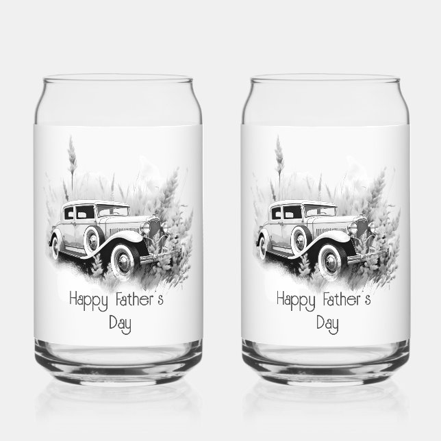 Happy Father's Day Vintage Care Can Glass (Front)