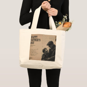 Happy Father's Day Vintage Letter and Grandpa Port Large Tote Bag