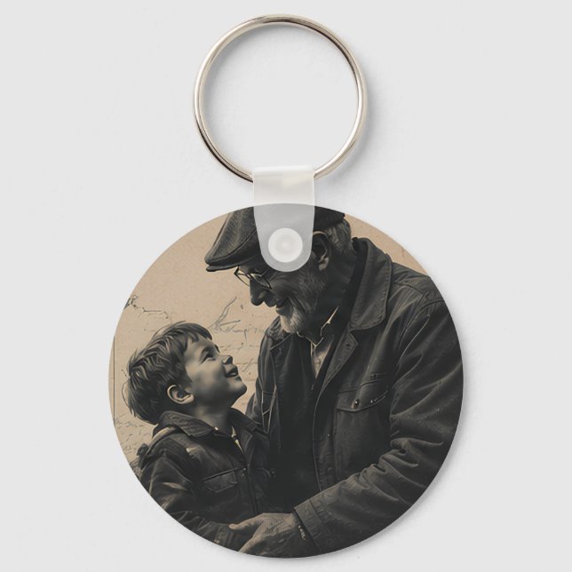 Happy Father's Day Vintage Letter  Key Ring (Back)