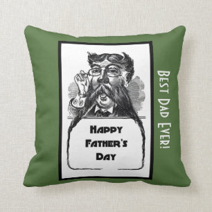 Happy Father's Day Vintage Retro Drawing Cushion